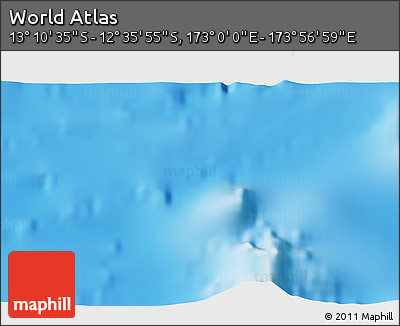 Physical 3D Map of the Area around 12° 53' 15" S, 173° 28' 29" E