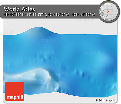 Shaded Relief 3D Map of the Area around 12° 53' 15" S, 174° 10' 30" W