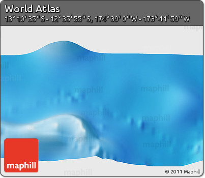 Shaded Relief 3D Map of the Area around 12° 53' 15" S, 174° 10' 30" W