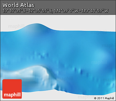 Shaded Relief 3D Map of the Area around 12° 53' 15" S, 174° 10' 30" W