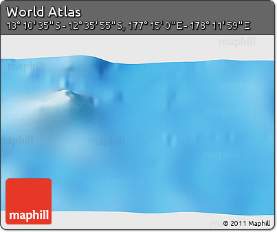 Physical 3D Map of the Area around 12° 53' 15" S, 177° 43' 29" E