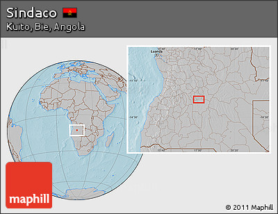 Gray Location Map of Sindaco, hill shading
