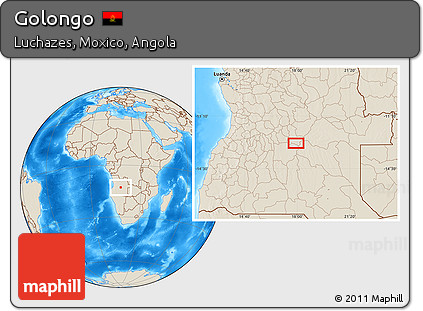 Shaded Relief Location Map of Golongo