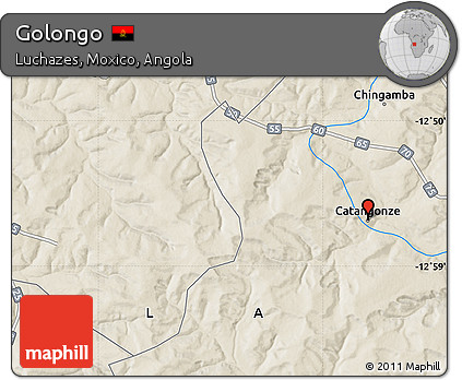 Shaded Relief Map of Golongo