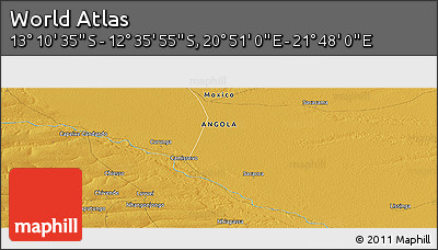 Physical Panoramic Map of the Area around 12° 53' 15" S, 21° 19' 30" E