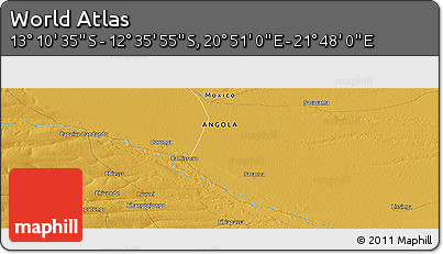 Physical Panoramic Map of the Area around 12° 53' 15" S, 21° 19' 30" E