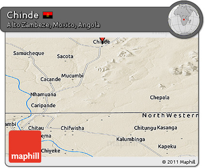 Shaded Relief Panoramic Map of Chinde