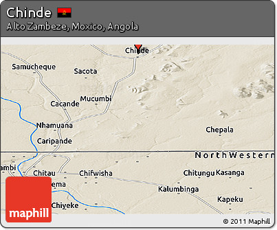 Shaded Relief Panoramic Map of Chinde