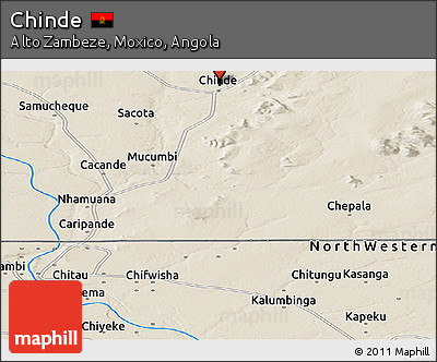 Shaded Relief Panoramic Map of Chinde