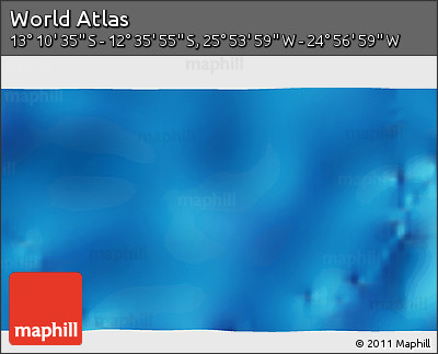 Physical 3D Map of the Area around 12° 53' 15" S, 25° 25' 29" W