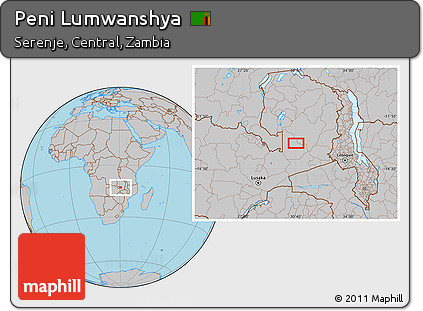 Gray Location Map of Peni Lumwanshya