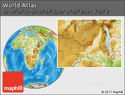 Physical Location Map of the Area around 12° 53' 15" S, 30° 40' 29" E