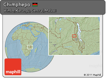 Savanna Style Location Map of Chimphepo, hill shading