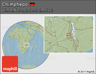 Savanna Style Location Map of Chimphepo, hill shading