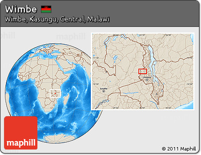 Shaded Relief Location Map of Wimbe