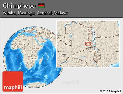 Shaded Relief Location Map of Chimphepo