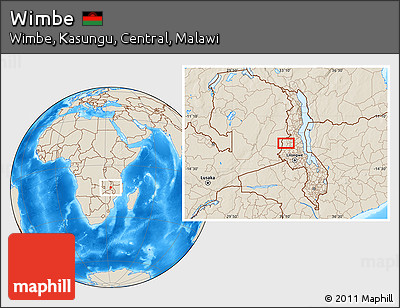 Shaded Relief Location Map of Wimbe
