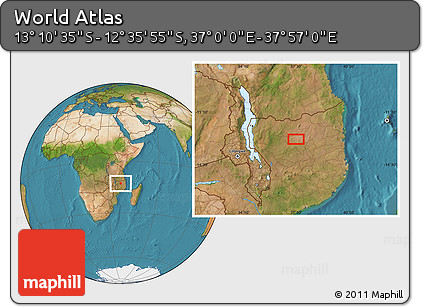 Satellite Location Map of the Area around 12° 53' 15" S, 37° 28' 30" E