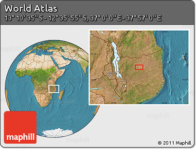 Satellite Location Map of the Area around 12° 53' 15" S, 37° 28' 30" E