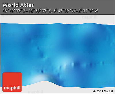 Physical 3D Map of the Area around 12° 53' 15" S, 3° 19' 30" W