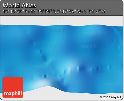 Physical 3D Map of the Area around 12° 53' 15" S, 3° 19' 30" W