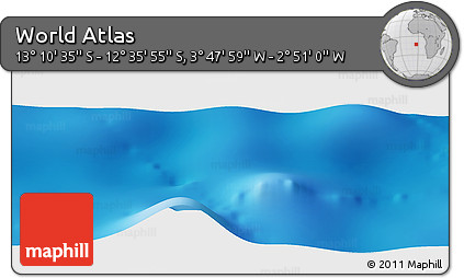 Shaded Relief Panoramic Map of the Area around 12° 53' 15" S, 3° 19' 30" W