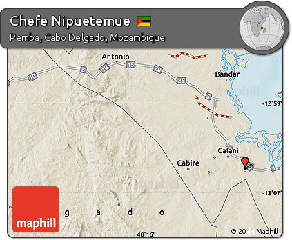 Shaded Relief Map of Chefe Nipuetemue