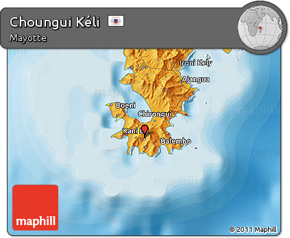 Political 3D Map of Choungui Kéli