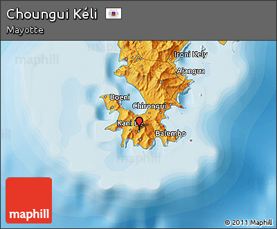 Political 3D Map of Choungui Kéli