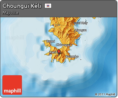 Political 3D Map of Choungui Kéli