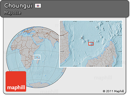 Gray Location Map of Choungui, hill shading