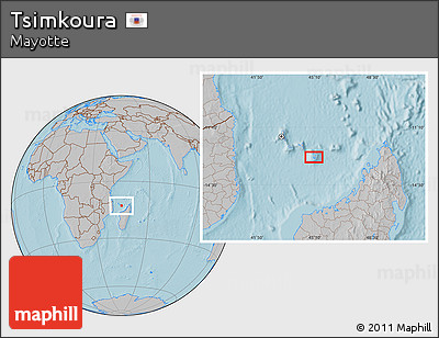 Gray Location Map of Tsimkoura, hill shading