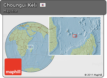 Savanna Style Location Map of Choungui Kéli, hill shading