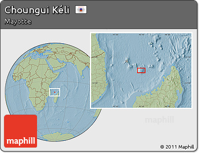 Savanna Style Location Map of Choungui Kéli, hill shading