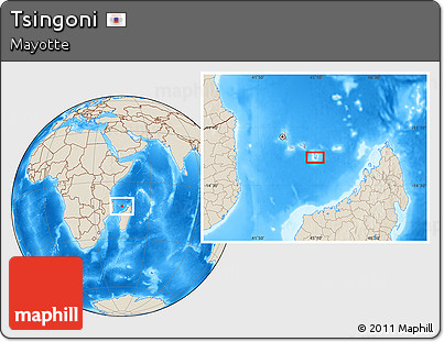 Shaded Relief Location Map of Tsingoni