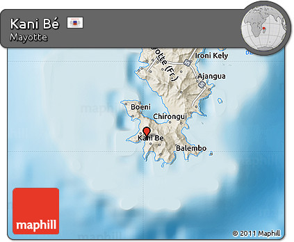 Shaded Relief Map of Kani Bé
