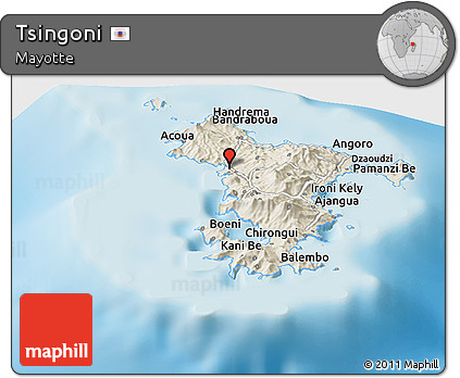Shaded Relief Panoramic Map of Tsingoni