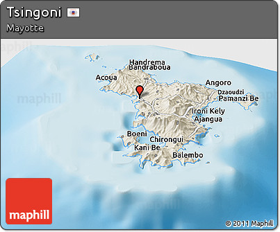 Shaded Relief Panoramic Map of Tsingoni