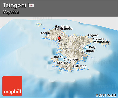 Shaded Relief Panoramic Map of Tsingoni