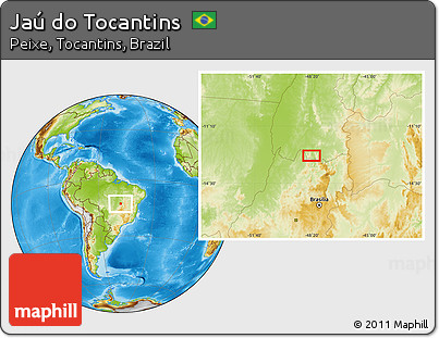 Physical Location Map of Jaú Do Tocantins