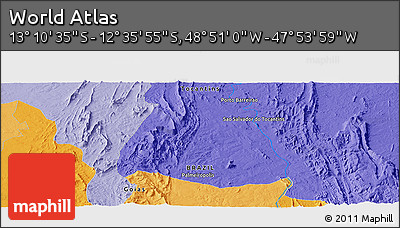 Political Panoramic Map of the Area around 12° 53' 15" S, 48° 22' 30" W