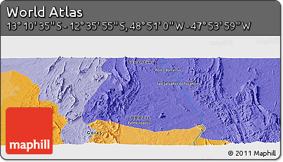 Political Panoramic Map of the Area around 12° 53' 15" S, 48° 22' 30" W