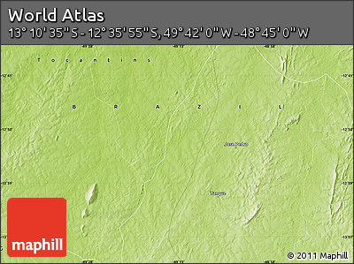 Physical Map of the Area around 12° 53' 15" S, 49° 13' 30" W