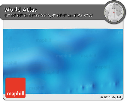 Shaded Relief 3D Map of the Area around 12° 53' 15" S, 4° 10' 30" W