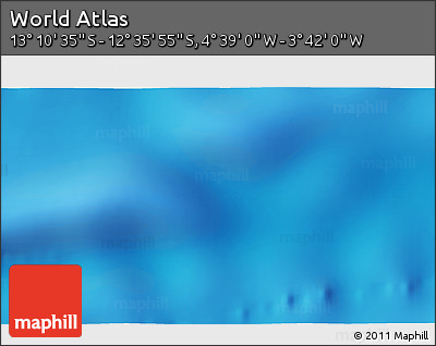 Shaded Relief 3D Map of the Area around 12° 53' 15" S, 4° 10' 30" W