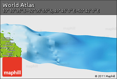 Physical Panoramic Map of the Area around 12° 53' 15" S, 50° 13' 30" E
