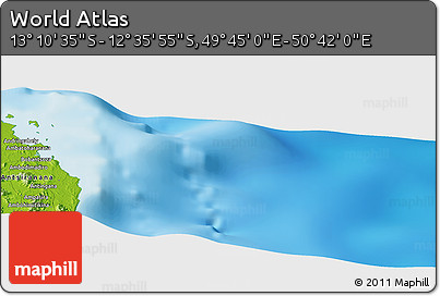 Physical Panoramic Map of the Area around 12° 53' 15" S, 50° 13' 30" E