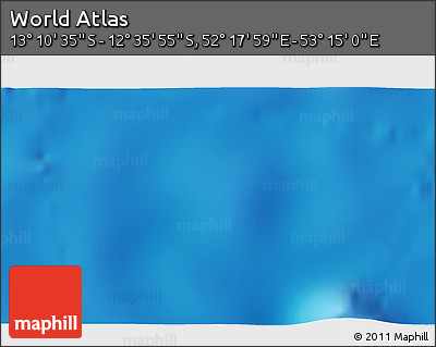 Physical 3D Map of the Area around 12° 53' 15" S, 52° 46' 29" E