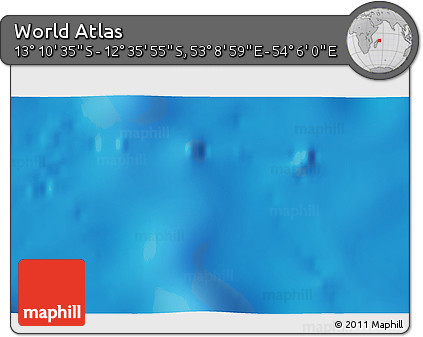 Physical 3D Map of the Area around 12° 53' 15" S, 53° 37' 30" E