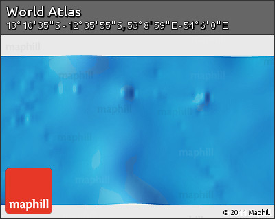 Physical 3D Map of the Area around 12° 53' 15" S, 53° 37' 30" E
